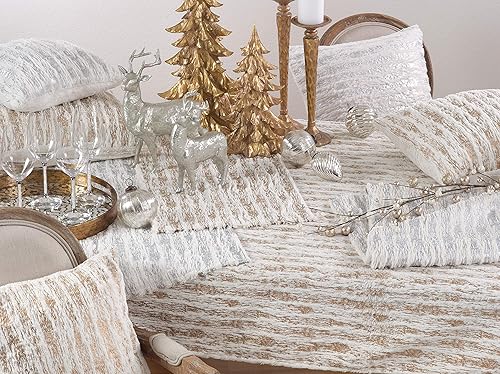 Miniatura 2 de Saro Lifestyle Alfombra de piel sintética con impresión metálica cepillada, 16 x 90 pulgadas, color plateado