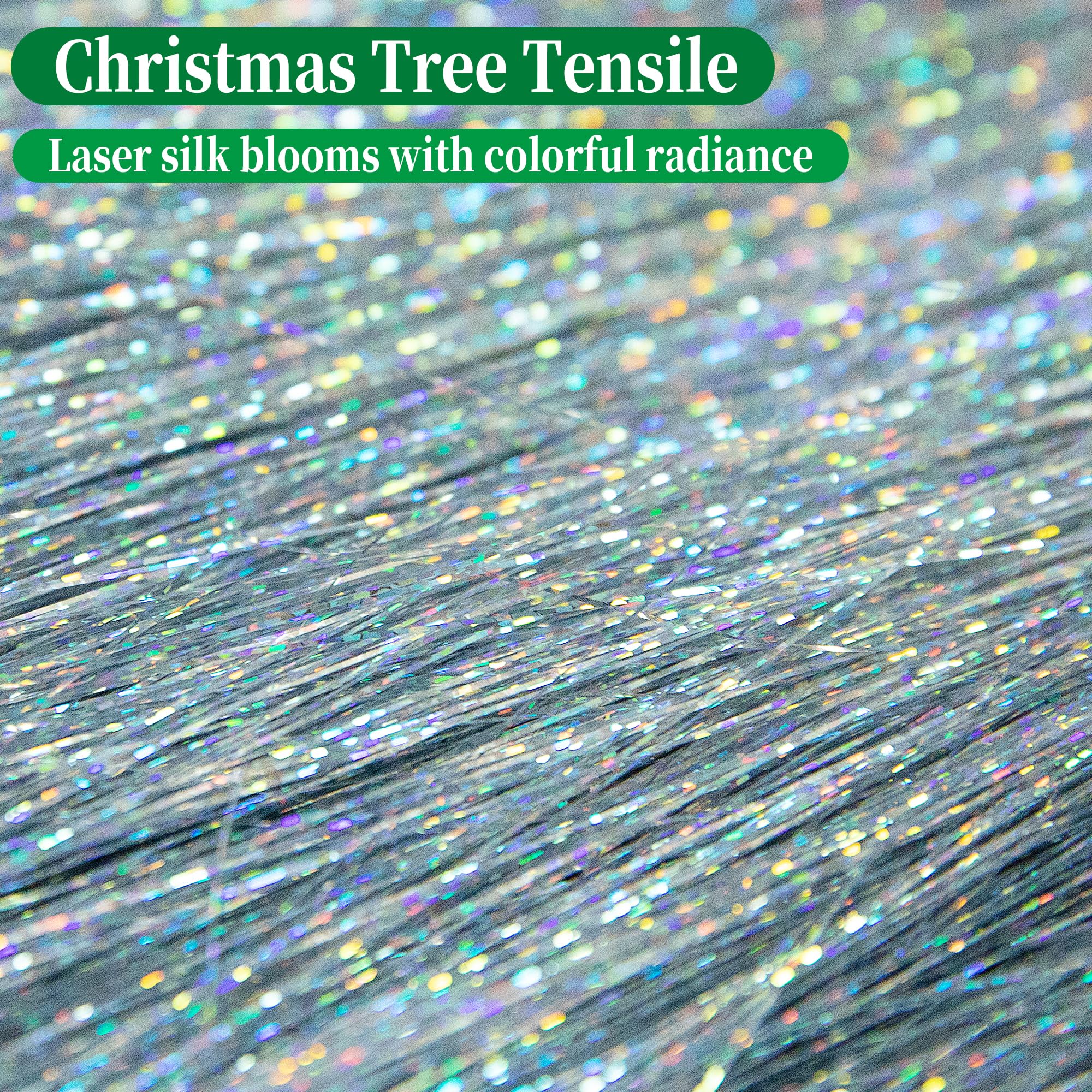 Sfcddtlg 12000 Stück Weihnachtsgirlande Eiszapfen Girlande schillernde Girlande Hängende Girlande für Weihnachtsbaum Geburtstag Hochzeit Party Laser Silber