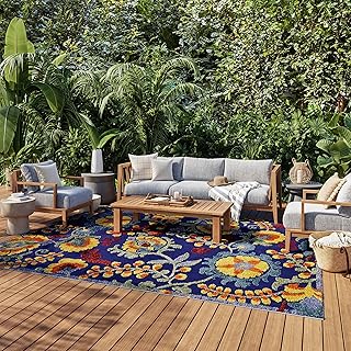Nourison Aloha Indoor-Outdoor Navy Multicolor 7'10