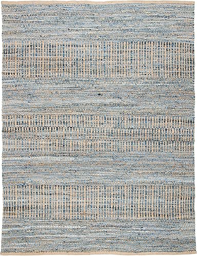 Miniatura 8 de SAFAVIEH Cape Cod Collection - Alfombra de pasillo, 2 pies 3 pulgadas x 14 pies, natural y azul, hecha a mano, tejido plano costero trenzado, ideal