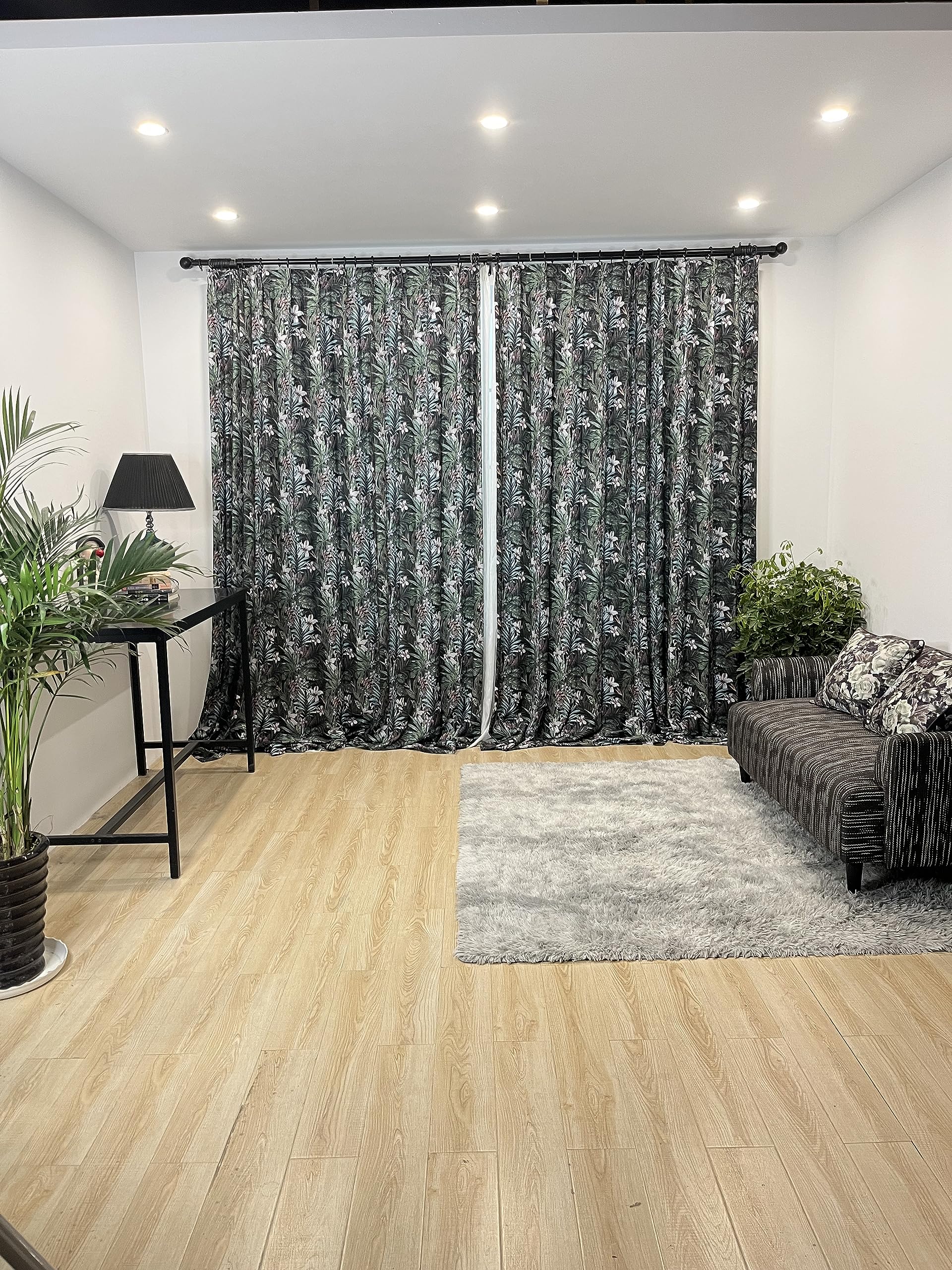 Amazon｜花柄セミ遮光カーテン長さ108インチ、寝室用断熱リネン遮光