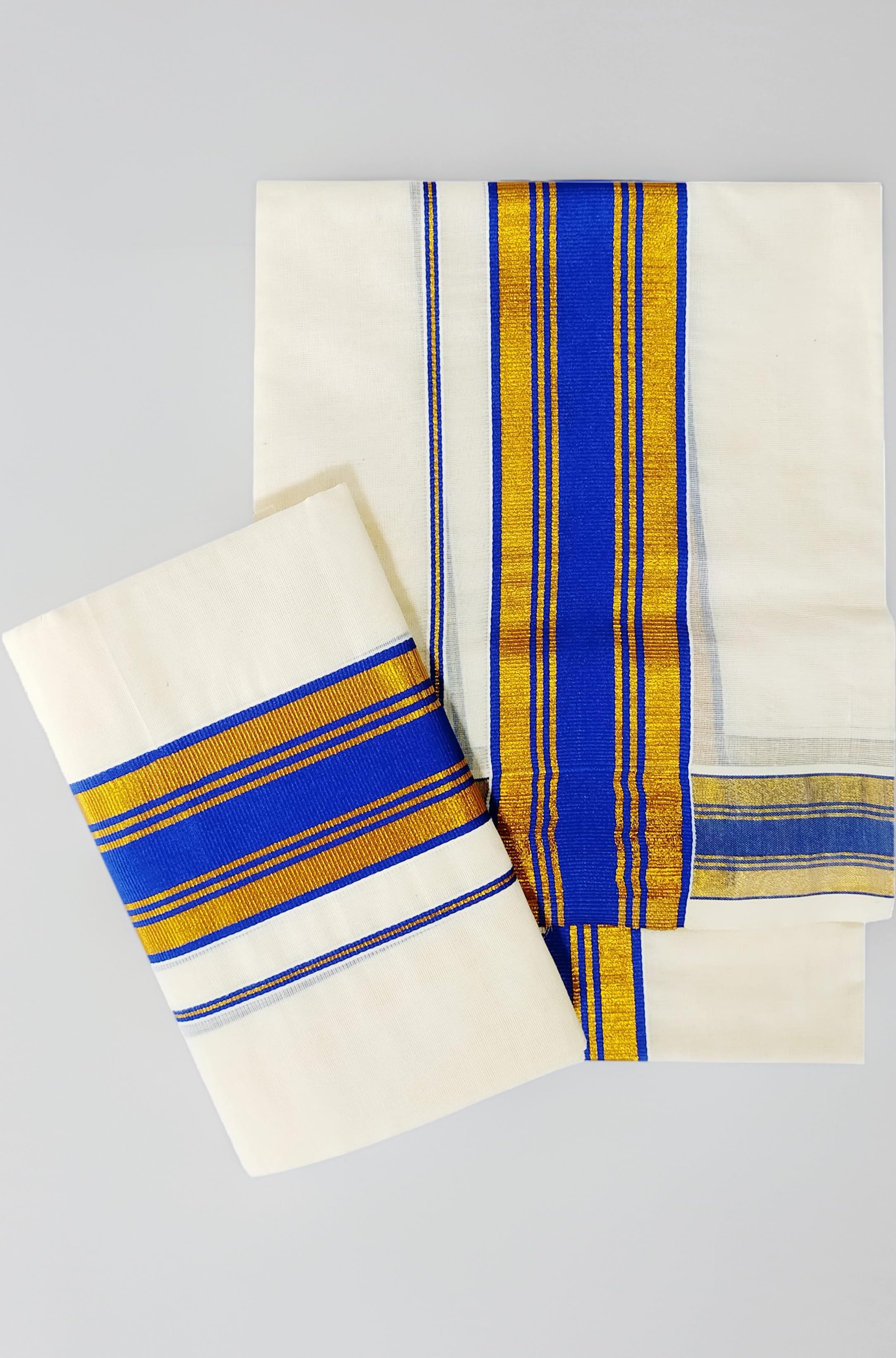 Women's Kerala Traditional Cotton Set Mundu Cream Color with Fancy Border