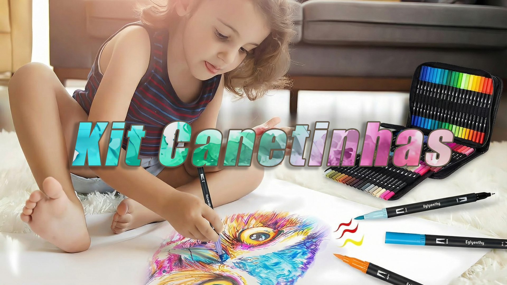 Kit Canetinhas 72 Cores, Caneta 2 Em1 Brush Lettering E Ponta Fina