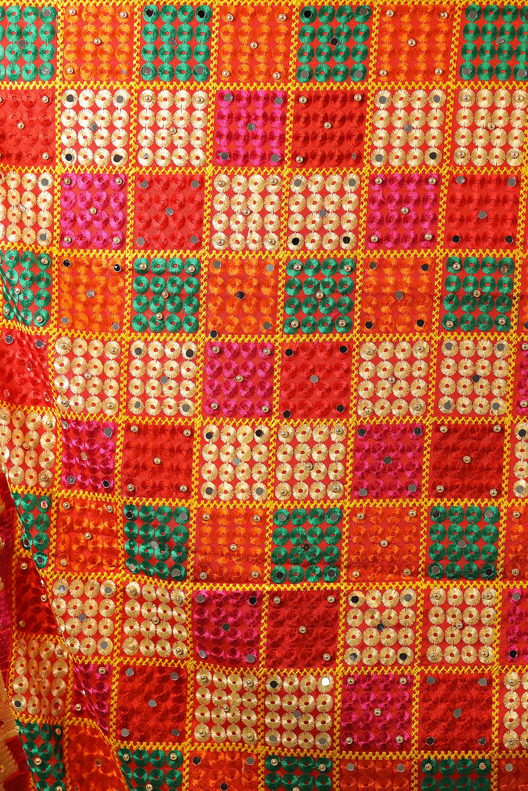 Webelkart Damen bestickte Phulkari Chiffon Dupatta | Traditioneller Punjabi-Stil | leichte ethnische Stola für Festlich & Alltag