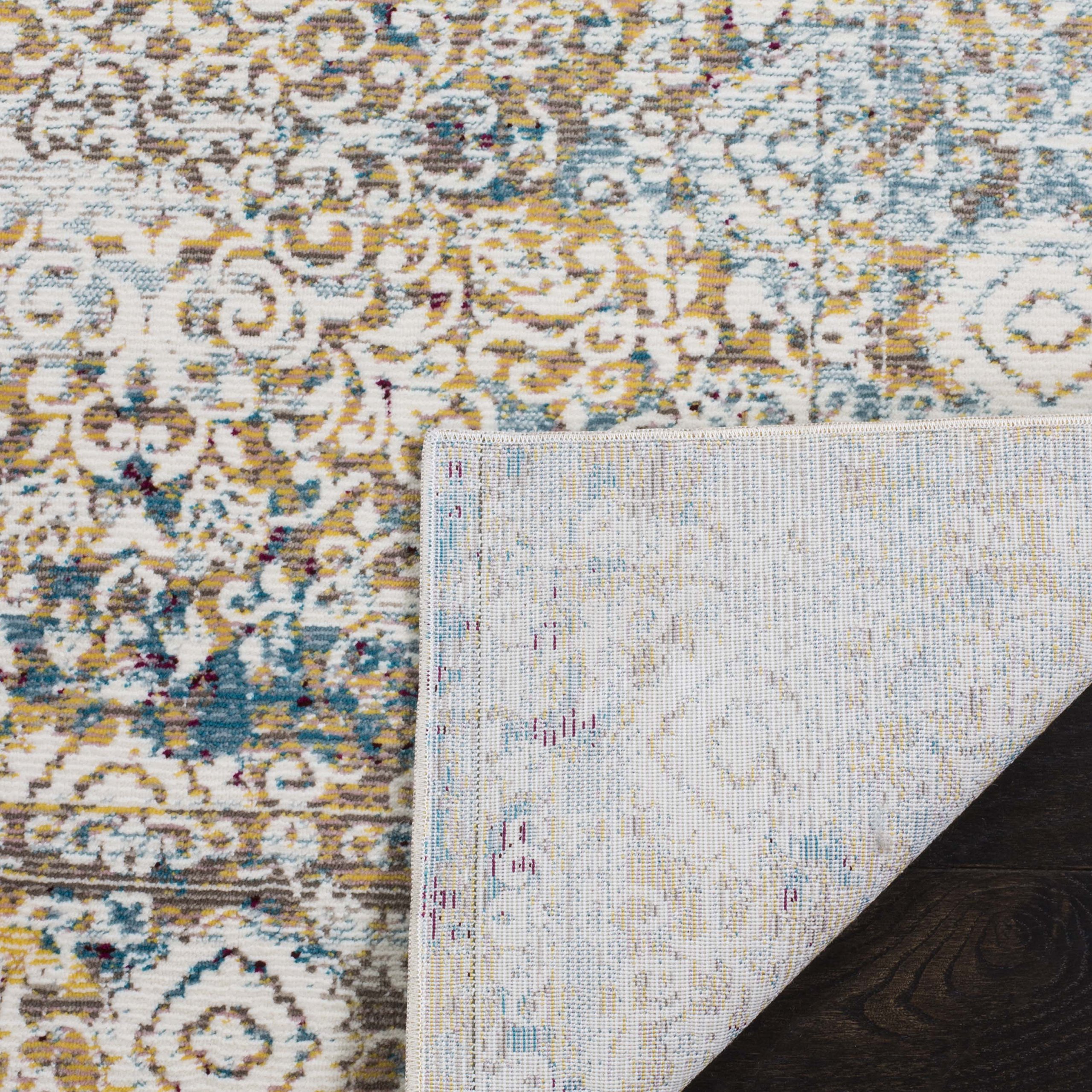 SAFAVIEH Aria Collection Area Rug - 9' x 12', Yellow & Cream, Boho Chic Distressed Design, Non-Shedding & Easy Care, Ideal for High Traffic Areas in