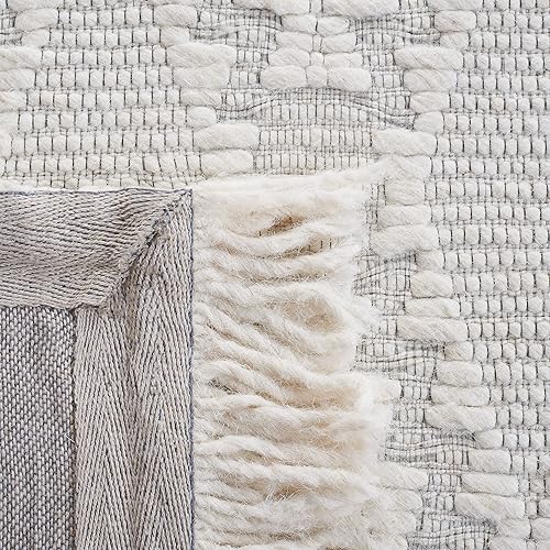 Miniatura 4 de Safavieh Marbella Collection MRB202A - Alfombra de lana con flecos de enrejado bohemio hecho a mano para sala de estar comedor y dormitorio 6 x 9