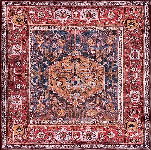 Miniatura 10 de SAFAVIEH Tucson Collection - Alfombra de pasillo de 2 pies 6 pulgadas x 8 pies, diseño bohemio persa, no desprende pelusa, lavable a máquina y