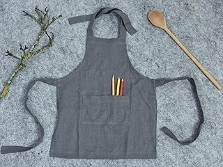 Linen kids apron, Linen apron, Washed linen apron for kids, Girls apron, Boys apron, Linen apron for children, Toddler apron with pockets