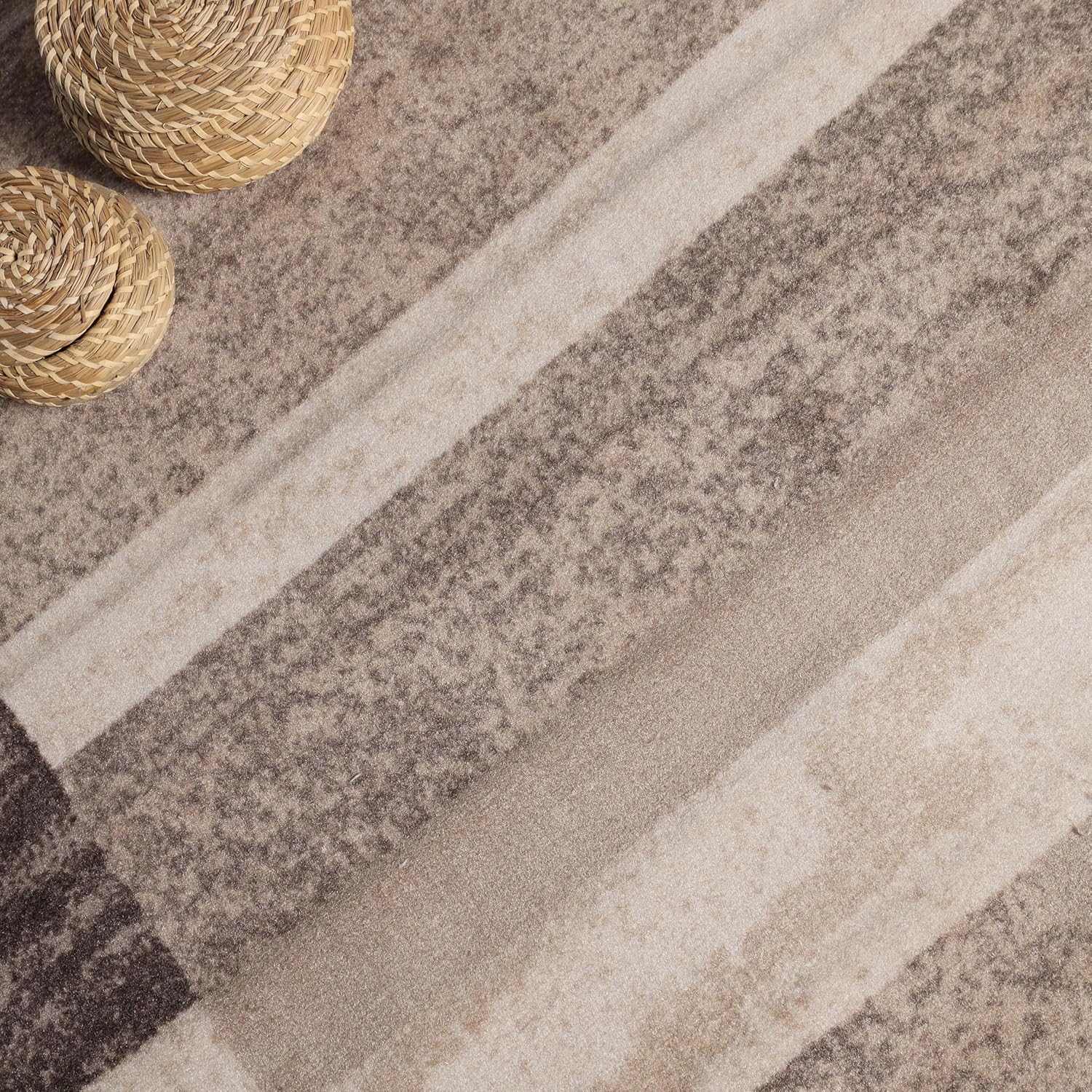 Superior Rockwood Modern Geometric Blocks Washable Indoor Area Rug, Machine Washable Rugs, for Bedroom, Living Room, Dining, Kitchen Floors, Flexible Cotton Backing, Easy Clean Rugs, 12' x 18', Beige - Image 3