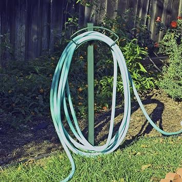 Yard Butler Hanger for Tidy No Kink Garden Storage HC-2 Yard Butler Heavy Duty Metal Free Standing In-Ground Outdoor Hose Hang, green
