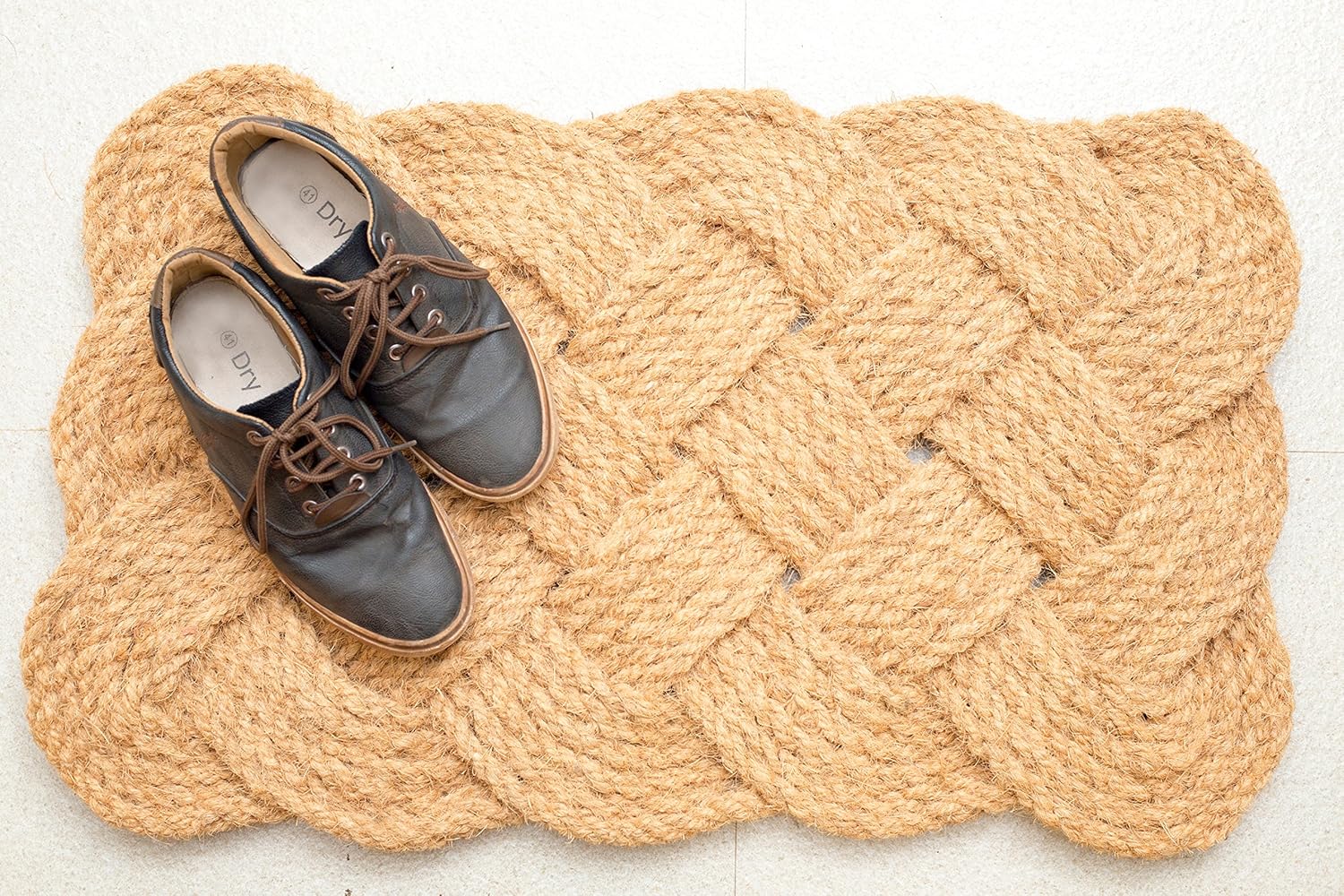 IRONGATE - Natural Jute Rope Woven Doormat - Set of 2-18x30-100% All Natural Fibers Nautical Mat - Classic Interwoven Rope Design Entryway Doormat