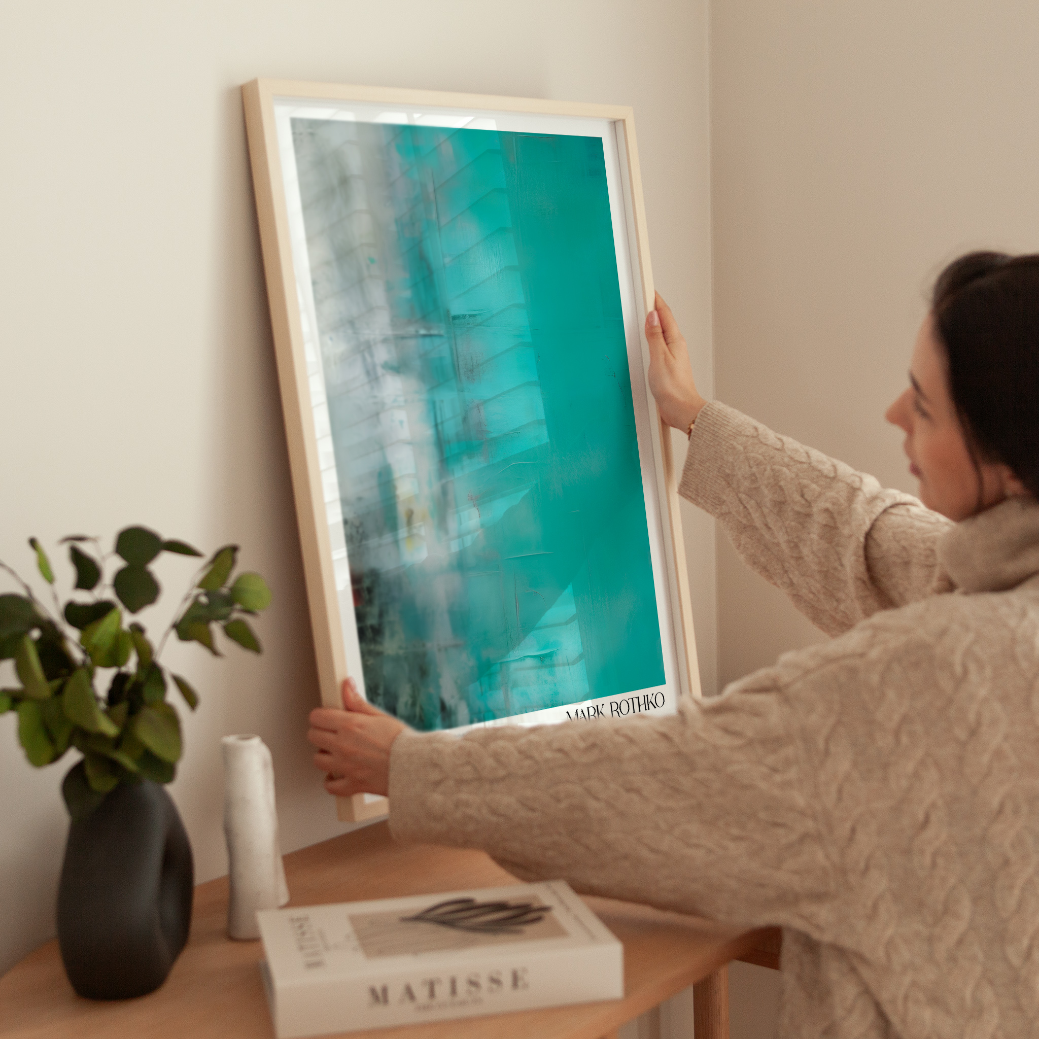 Amazon.co.jp: 色彩の静寂ー ターコイズブルーの絵画 A3 ポスター