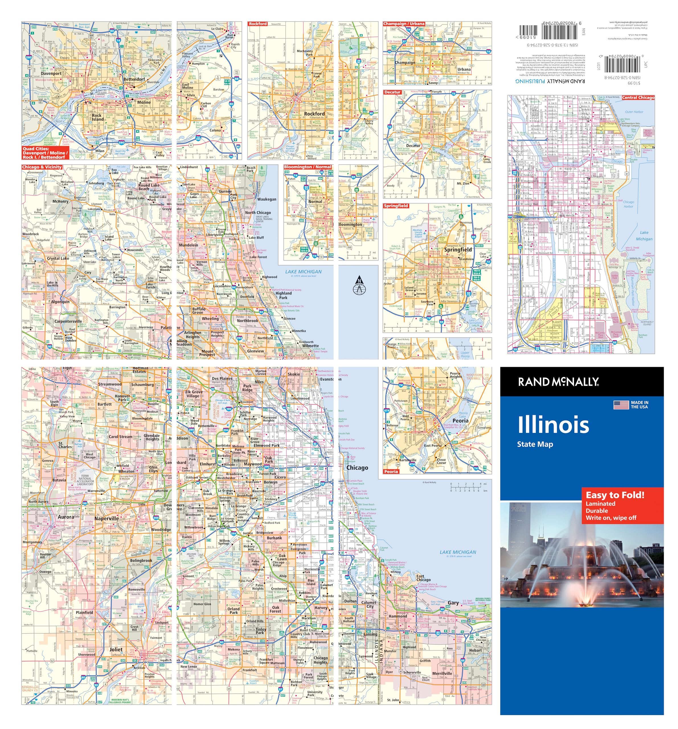 Rand McNally Easy to Fold: Illinois State Laminated Map - Image 3