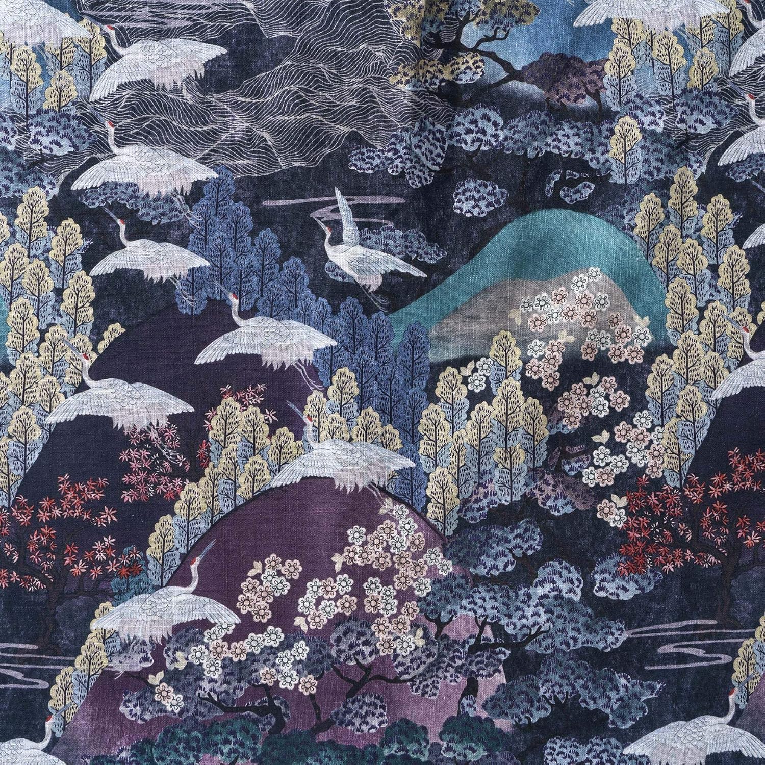 Dance of The Cranes 100% Cotton Men's Aloha Hawaiian Long Sleeve Button-Down Shirt