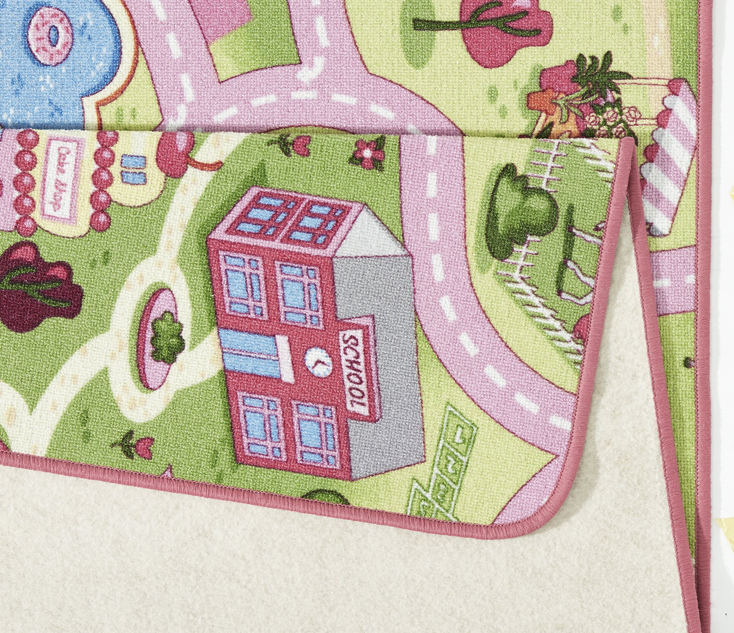 Hanse Home Play Sweet Town, kindertapijt, voor jongens en meisjes, laagpolig, straattapijt, straatmotief, voor slaapkamer, kinderkamer, speelkamer, 90 x 200 cm