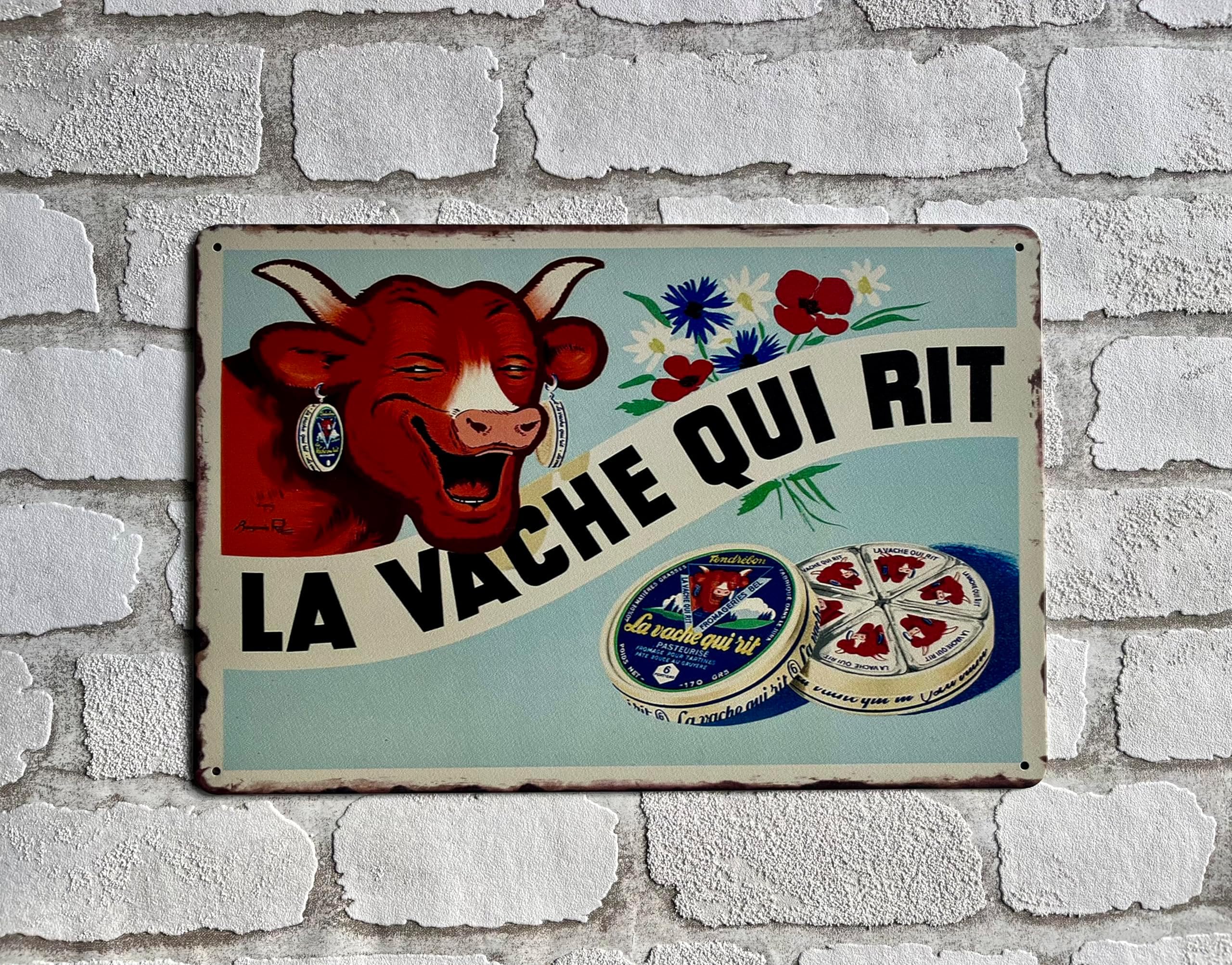 Éditions Clouet 29002 - Petite Plaque métal 15x21 cm Vache Qui rit - Bel et Bon