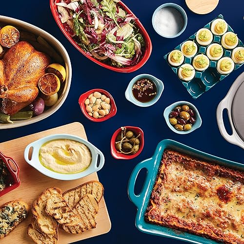 Miniatura 15 de Rachael Ray Solid Glaze Ceramics - Juego de ramequines redondostaza de inmersión, 4 piezas, color verde azulado