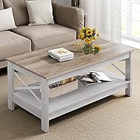 YITAHOME Tavolino da salotto, tavolino rettangolare a 2 piani