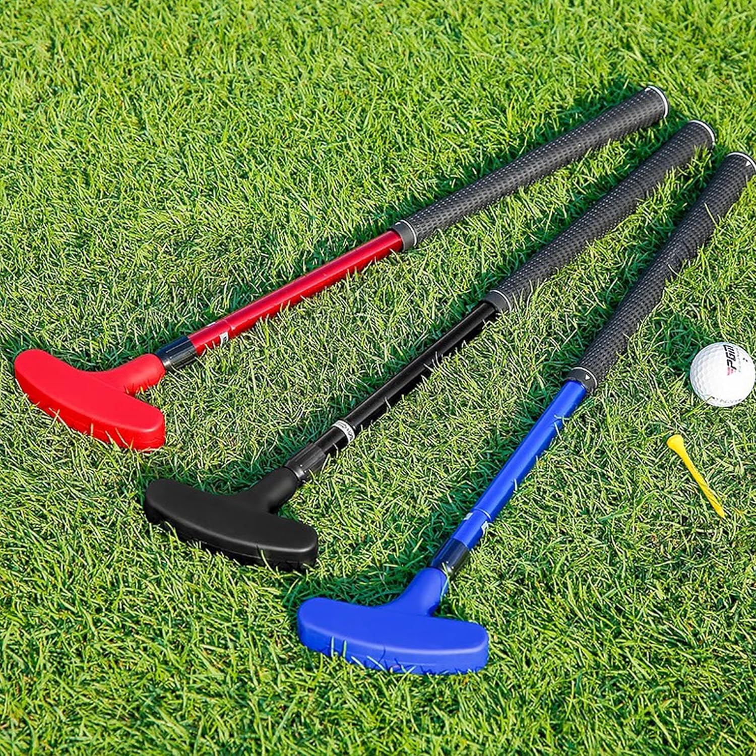 PGM Adjustable Two Way Golf Putter for Men Women and Juniors - Ambidextrous Golf Club with Adjustable Height and TPR Anti-Slip Grip, Putters for Black Red Blue Available in 1 2 or 3 Pack