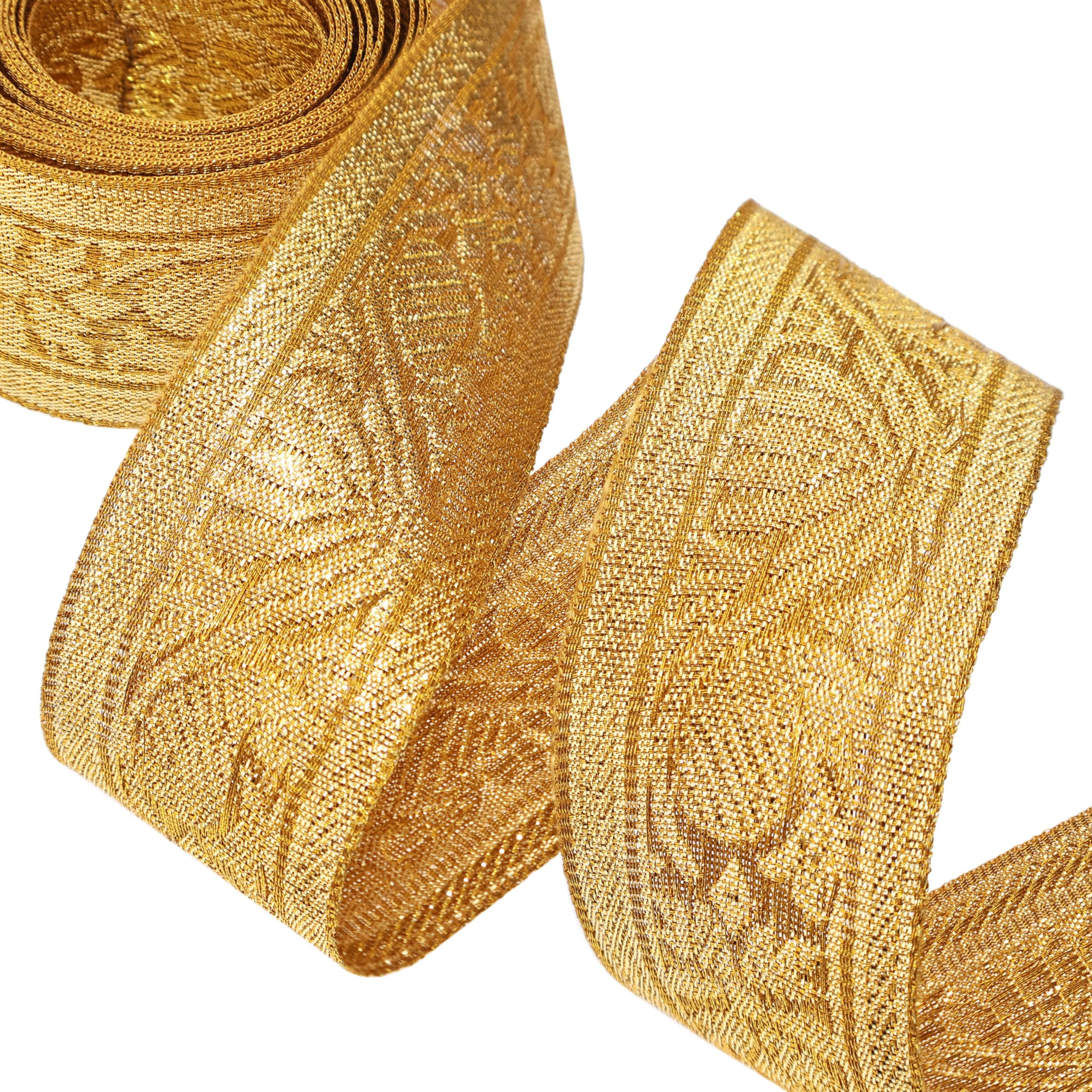 Amazon.com: ZNZAKKA Gold Jacquard Ribbon 3 Yards Embroidered