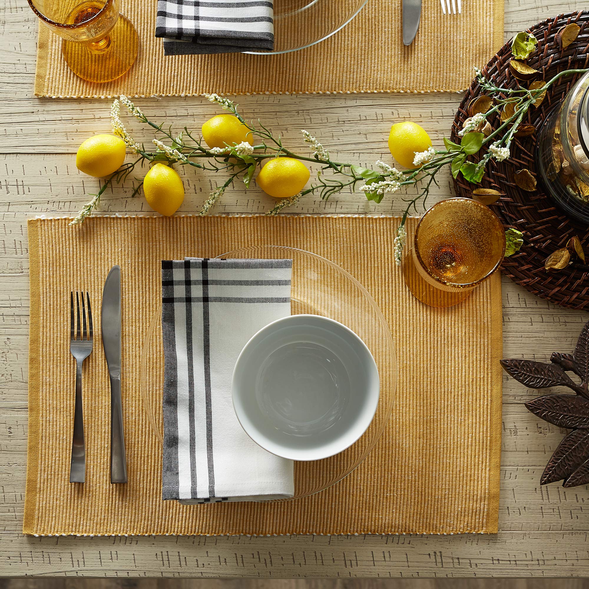 DII Two-Toned Collection Tabletop Platzdeckchen, Baumwolle, Honey Gold, 13x19, 6