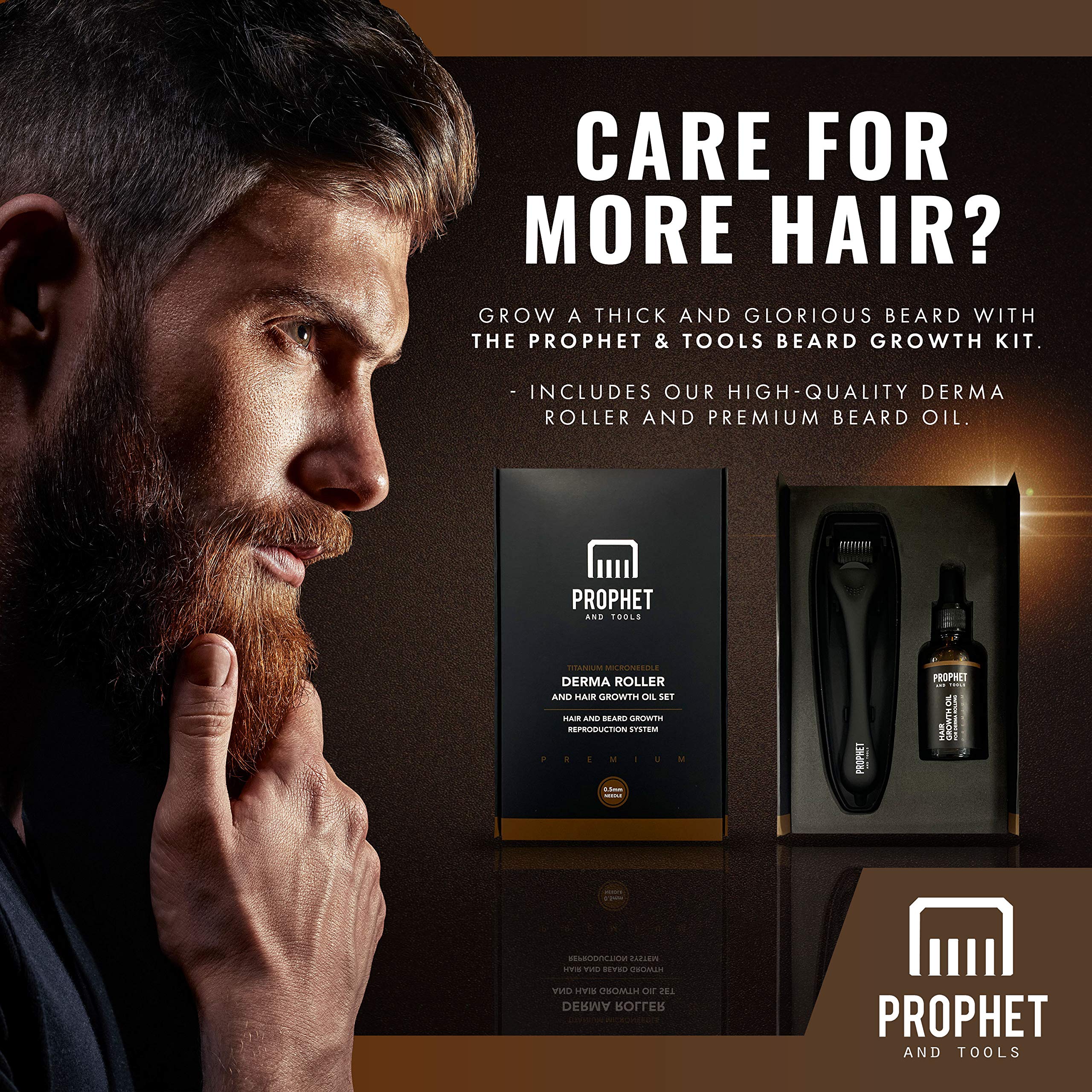 Prophet & Tools Mens Beard Growth Kit Micro Derma Roller for Hair