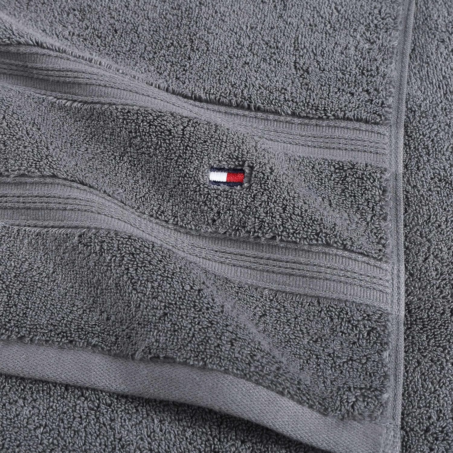 Tommy Hilfiger - Bathroom Towel Set, Ultra-Soft & Quick-Dry with Zero Twist, 600 GSM Plush Cotton Towels (Harborside Solid Charcoal Grey, 6 Piece)