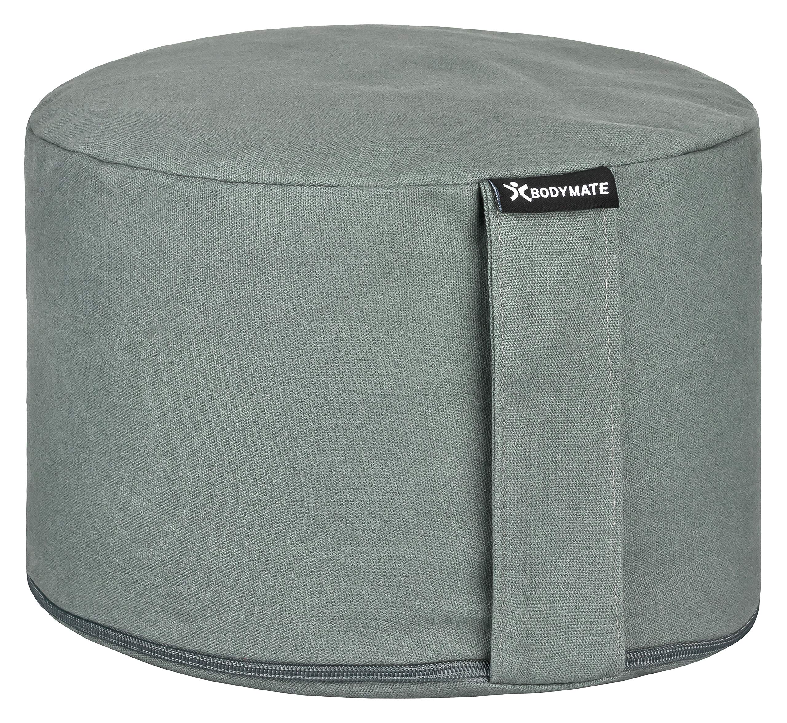 BODYMATE Cuscino da Yoga rotondo Extra Alto 20cm Diametro 31cm con Imbottitura di Grano Saraceno e Spelta – Rivestimento Lavabile in Lavatrice 100% Cotone extra Spesso – Cuscino da Meditazione – Zafu