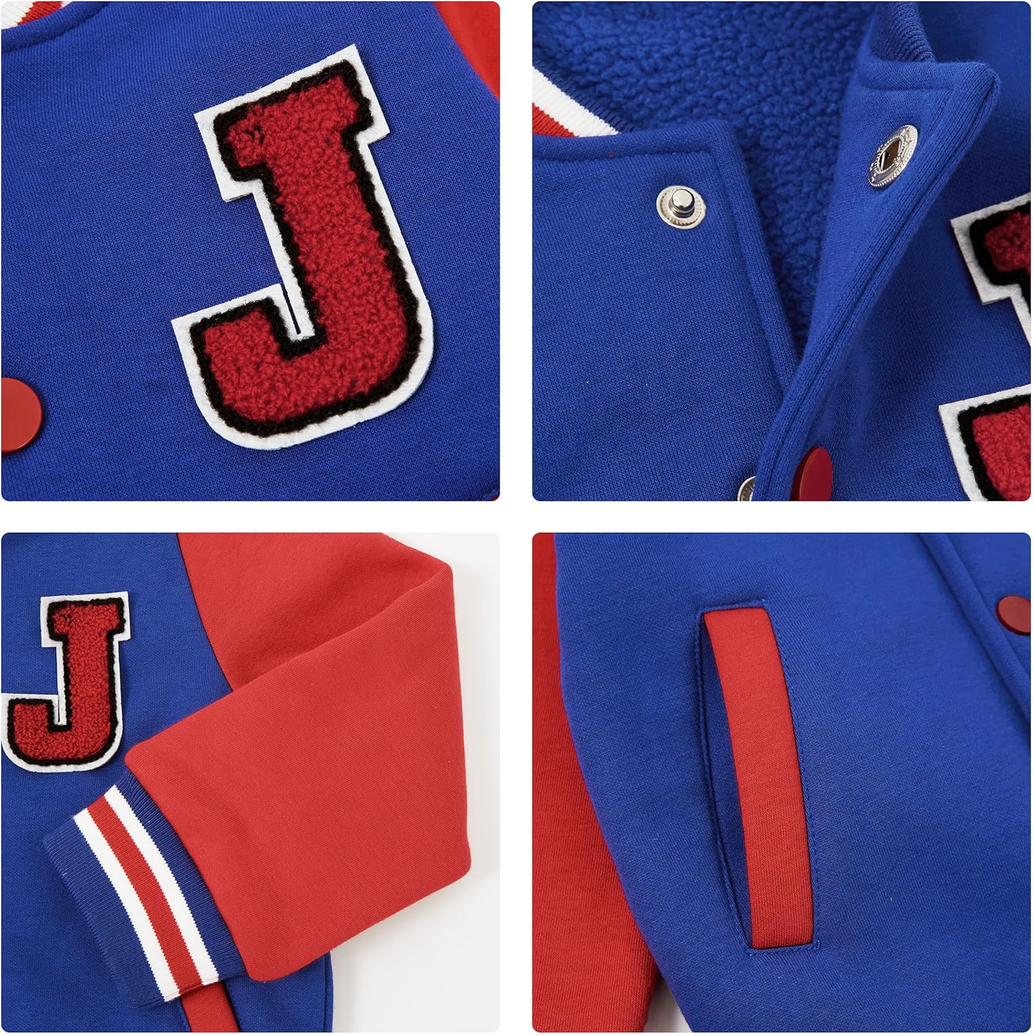 Volunboy Kids Baseball Jacket Varsity Letterman Coat Fall Winter Fleece Bomber Vintage Outerwear - Image 5
