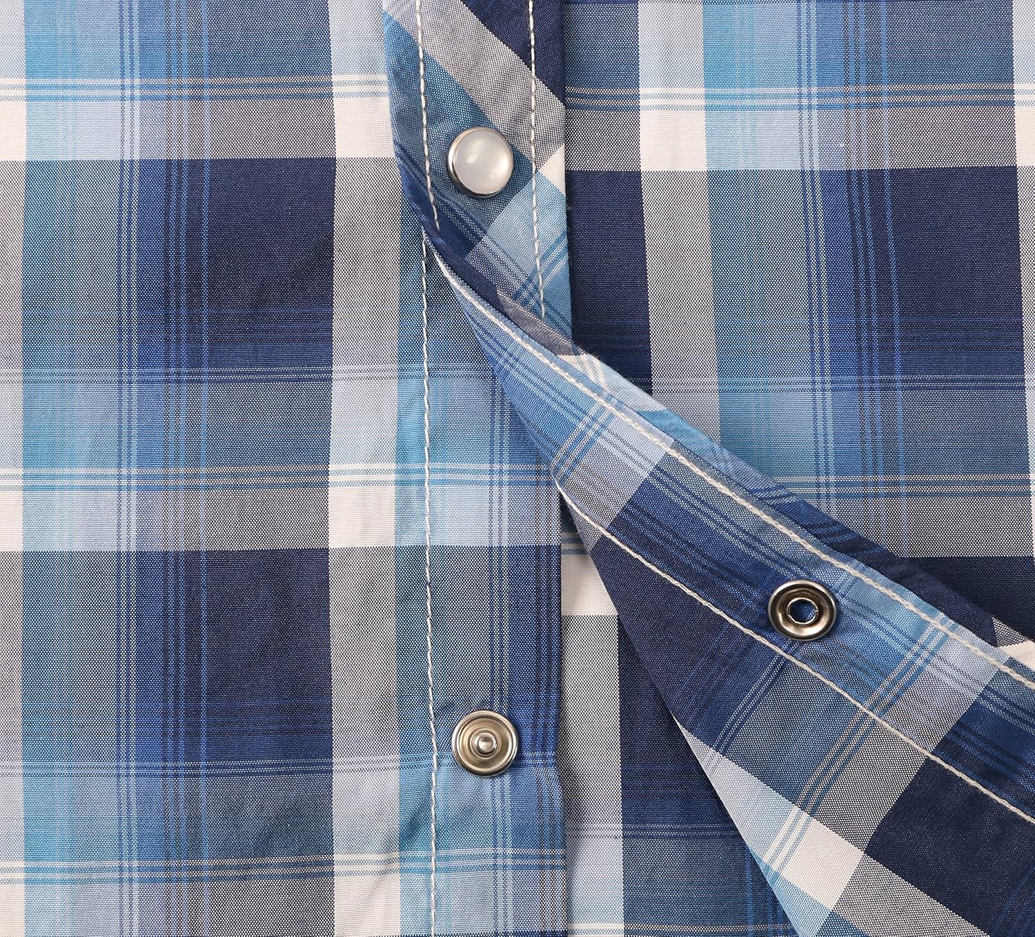 Boy's Toddler Kids Casual Long Sleeve Western Pearl Snap Button Up Plaid Shirt 4-16 Years - Image 4