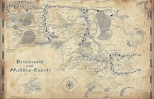 Beleriand and Middle Earth Silmarillion Map - Póster de fantasía (11 x 17 pulgadas)