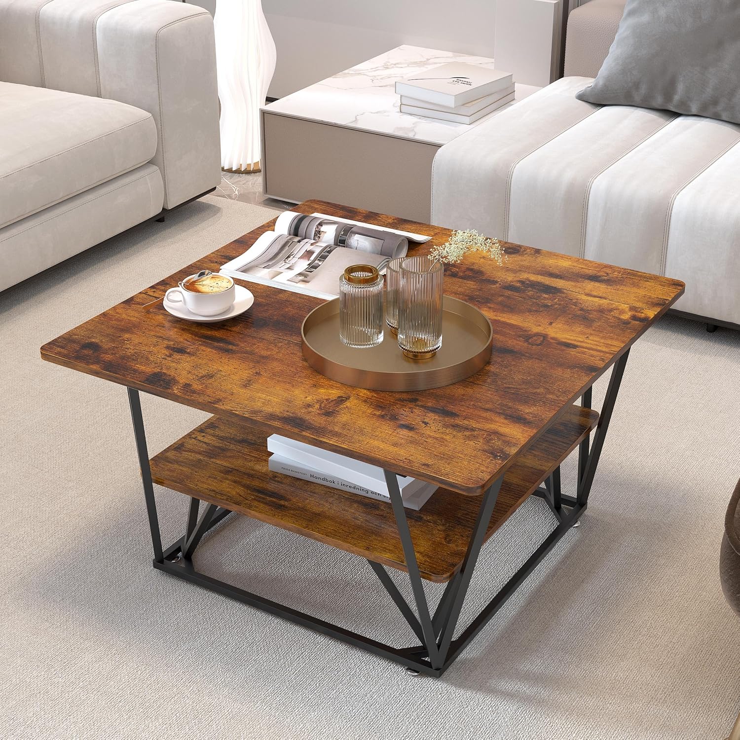 Amazon.com: Elephance Square Coffee Table for Living Room, Modern 31.5 ...