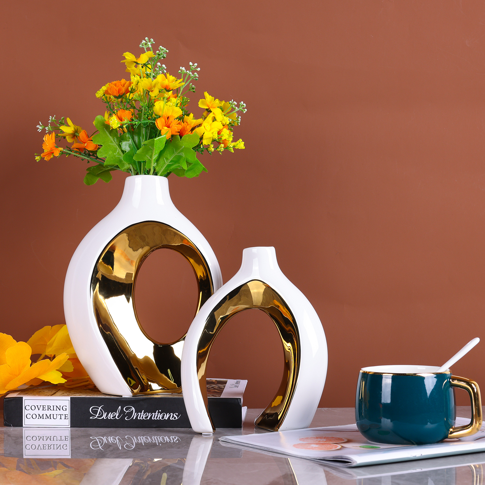 Vasi Per Tombe Con Punta In Metallo – Placche Commemorative Nere Con Scritta In Loving Memory E Foglie Dorate, 35x10 Cm