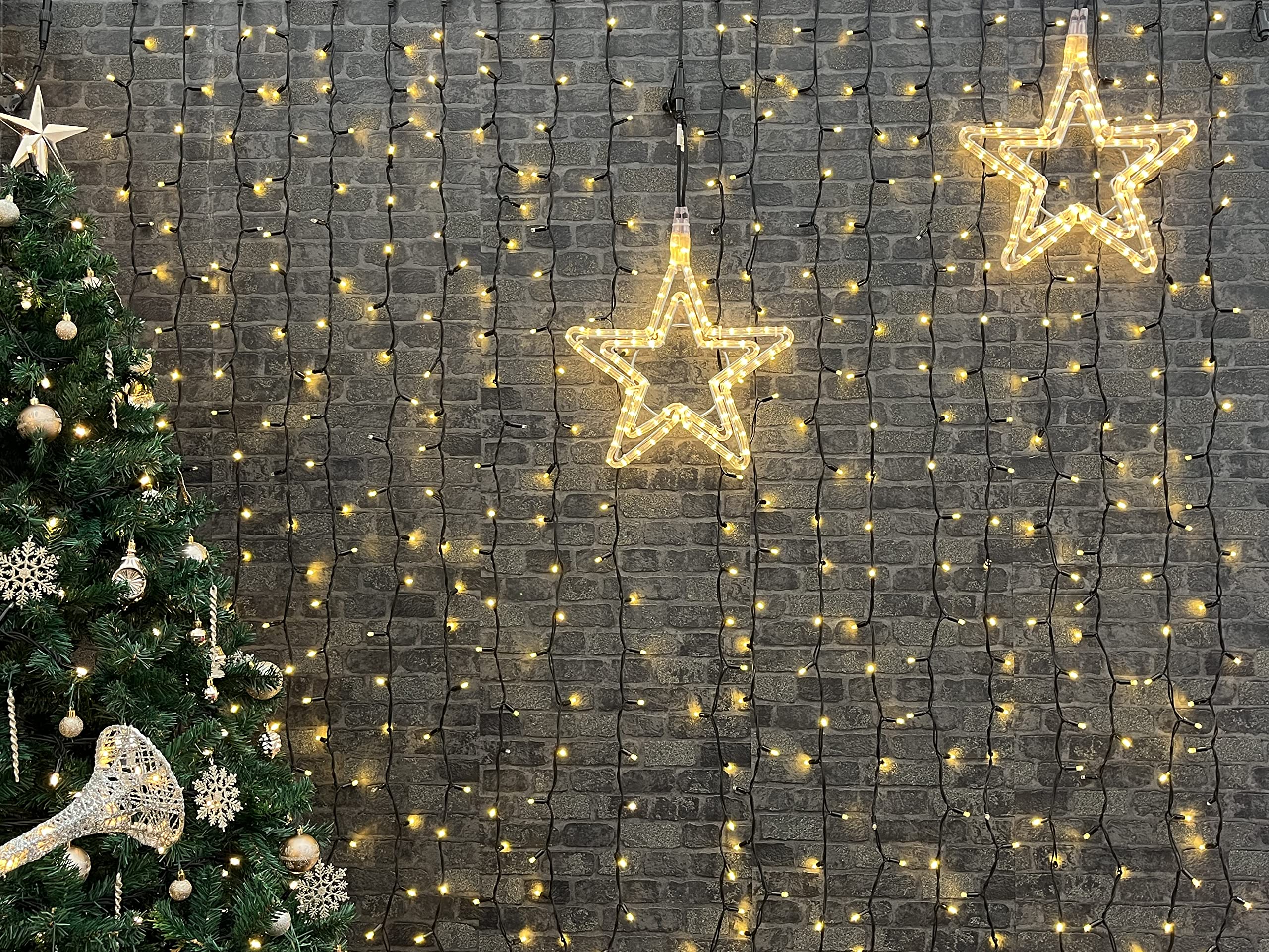 Profi Serie - Étoile LED de Noël, extérieur et intérieur, blanc chaud, 42 x 40 cm, double couche, étanche IP65, cadre en aluminium inoxydable, dimmable, fenêtre, balcon, jardin, décoration