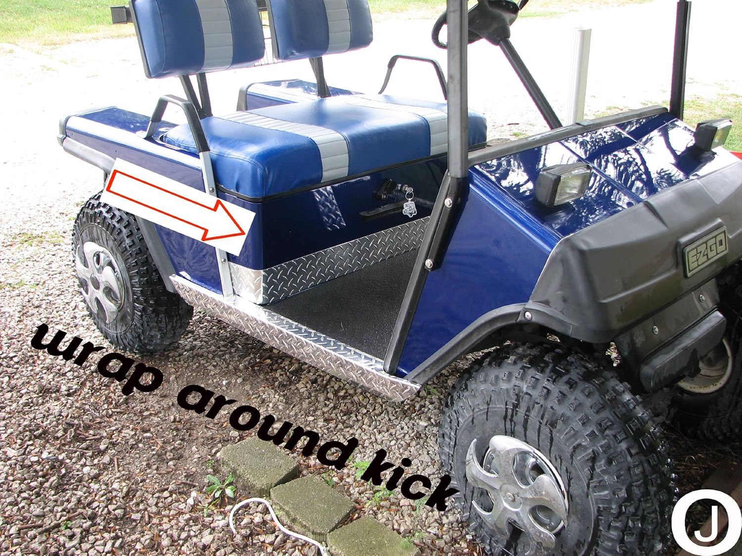 J & O Carts Parts Ezgo Marathon Golf Cart WRAP Around Diamond Plate KICK Panels