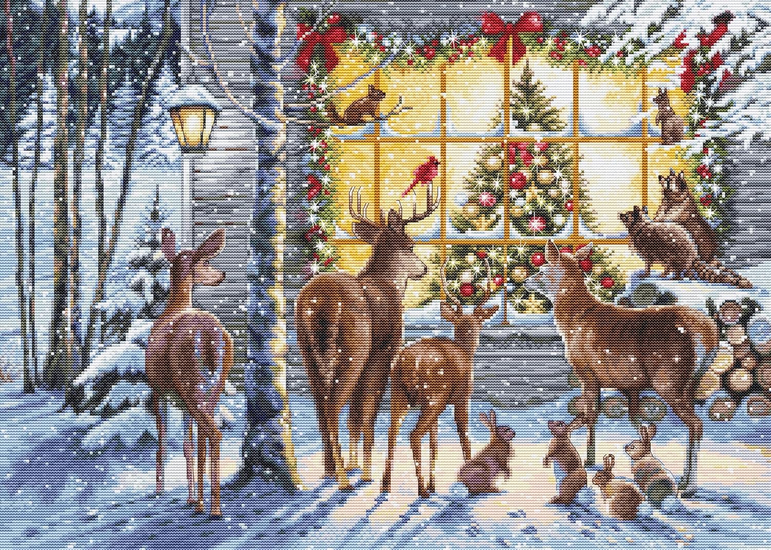 Luca-S Cross Stitch Kit Gold - Nosy Neighbours, BU5086, Counted Cross Stitch Kit for Adults, Needlecraft and Embroidery Kit
