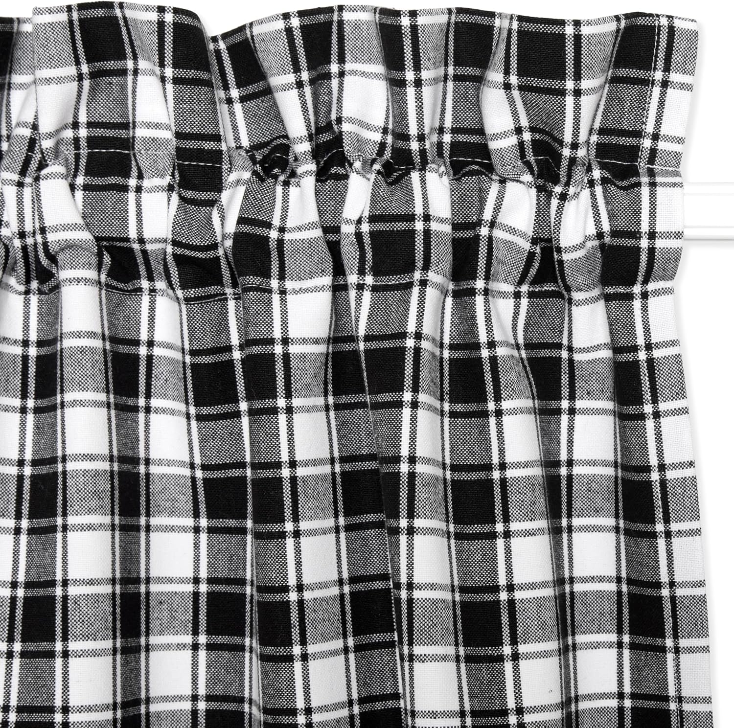 Cackleberry Home Black and White French Check Cafe Curtains Woven Cotton 28 Inches W x 30 Inches L, Set of 2
