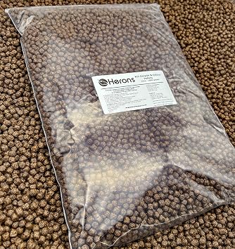 HERONS - Koi Growth & Colour Pellets, 6mm Premium Pond Fish Food, For Koi Carp, Shubunkin and Goldfish, Growth and Colour Enhancing, High Protein, Multi Ingredient   1Kg