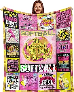 Softball Blanket Gifts, Softball Gifts for Girls, Softball Gifts for Team, Softball Gift for Woman, Softball Lover/Player Gifts, Best Softball Coach Gifts, Softball Team Gifts, Blankets 60X50in