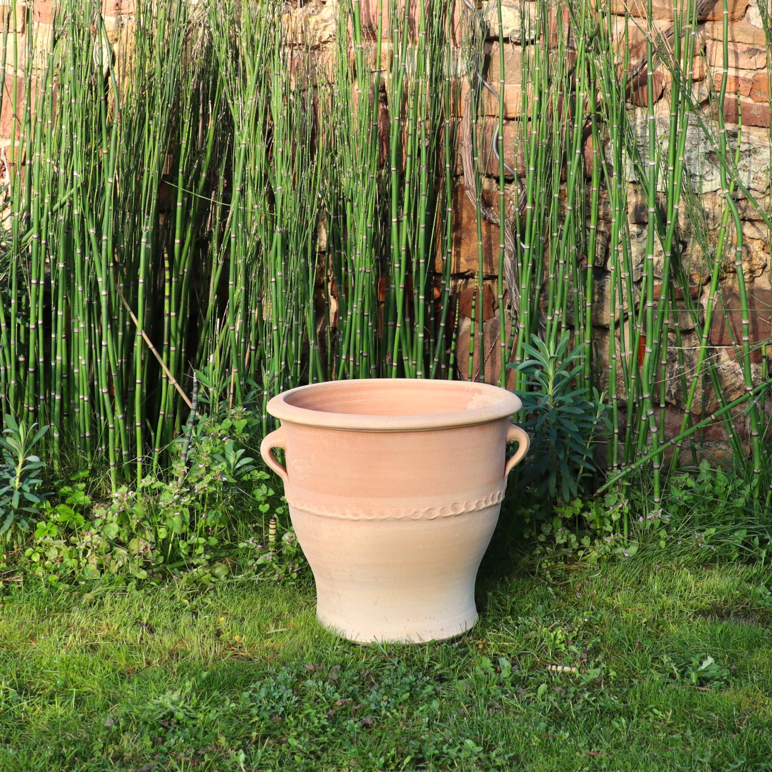 Palatina Werkstatt Vaso da fiori in terracotta 100% fatto a mano, 40 cm, in Grecia, atmosfera esclusiva e naturale per il tuo giardino e la tua casa, rosa 2