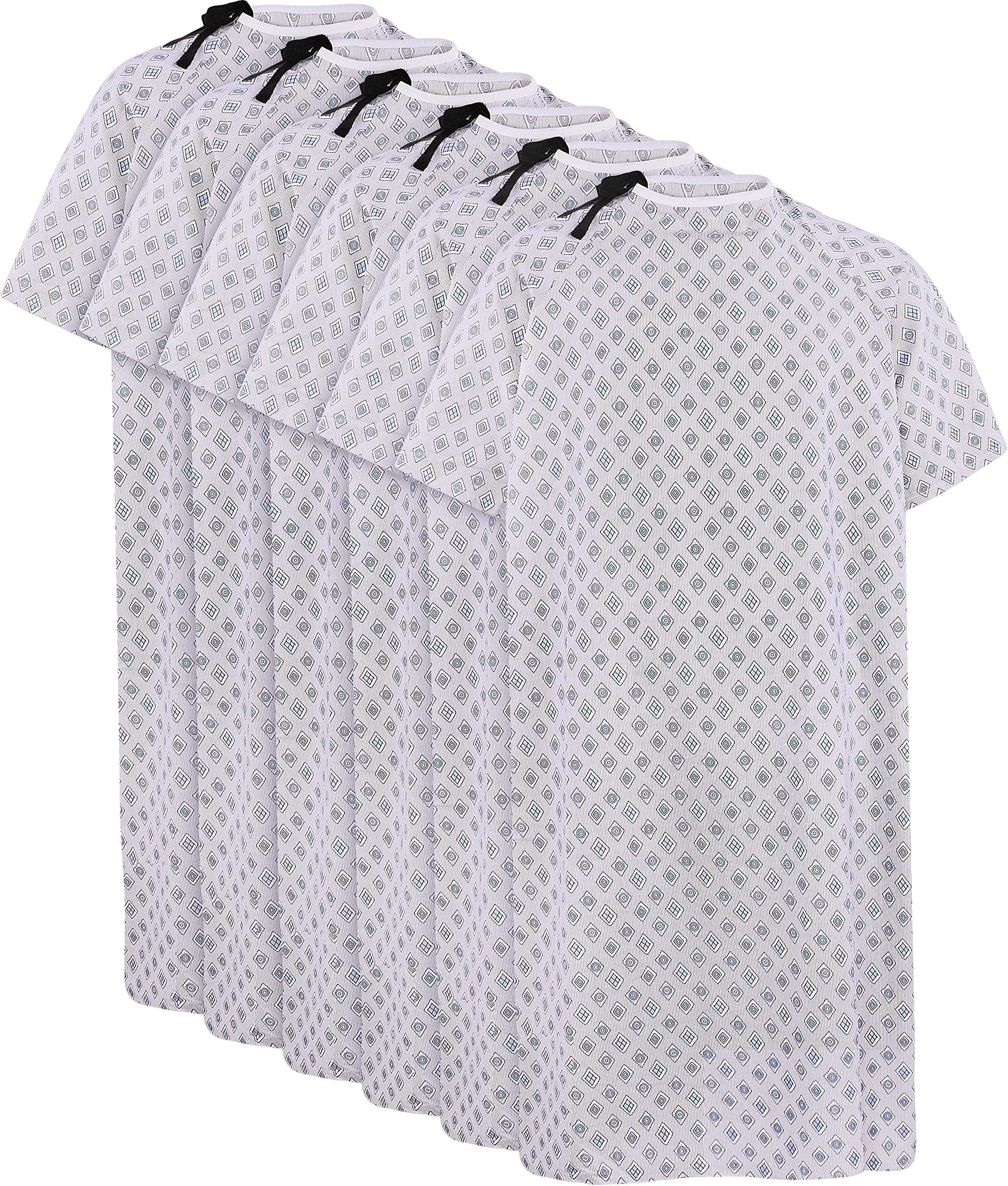 Utopia Care 6-Pack Patient Gowns - Blue Diamond - Fits Up To 2XL (47 inch Long & 66 inch Sweep) - Back Tie