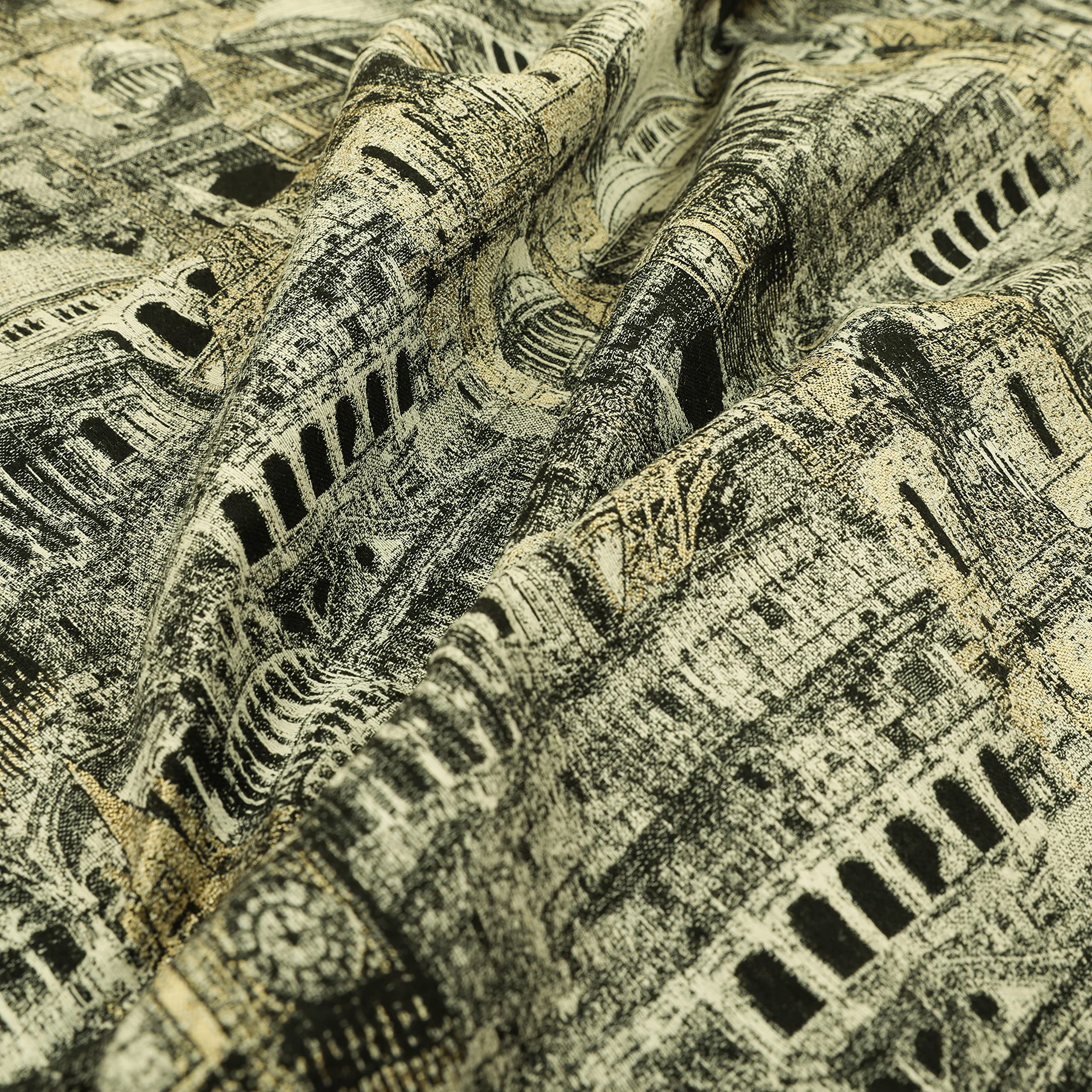 Redbrick Mill Fabrics Flame Retardant Famous World City Tourist Landmarks Pattern Mono Grey Chenille Upholstery Fabric (Per Metre) — image 1