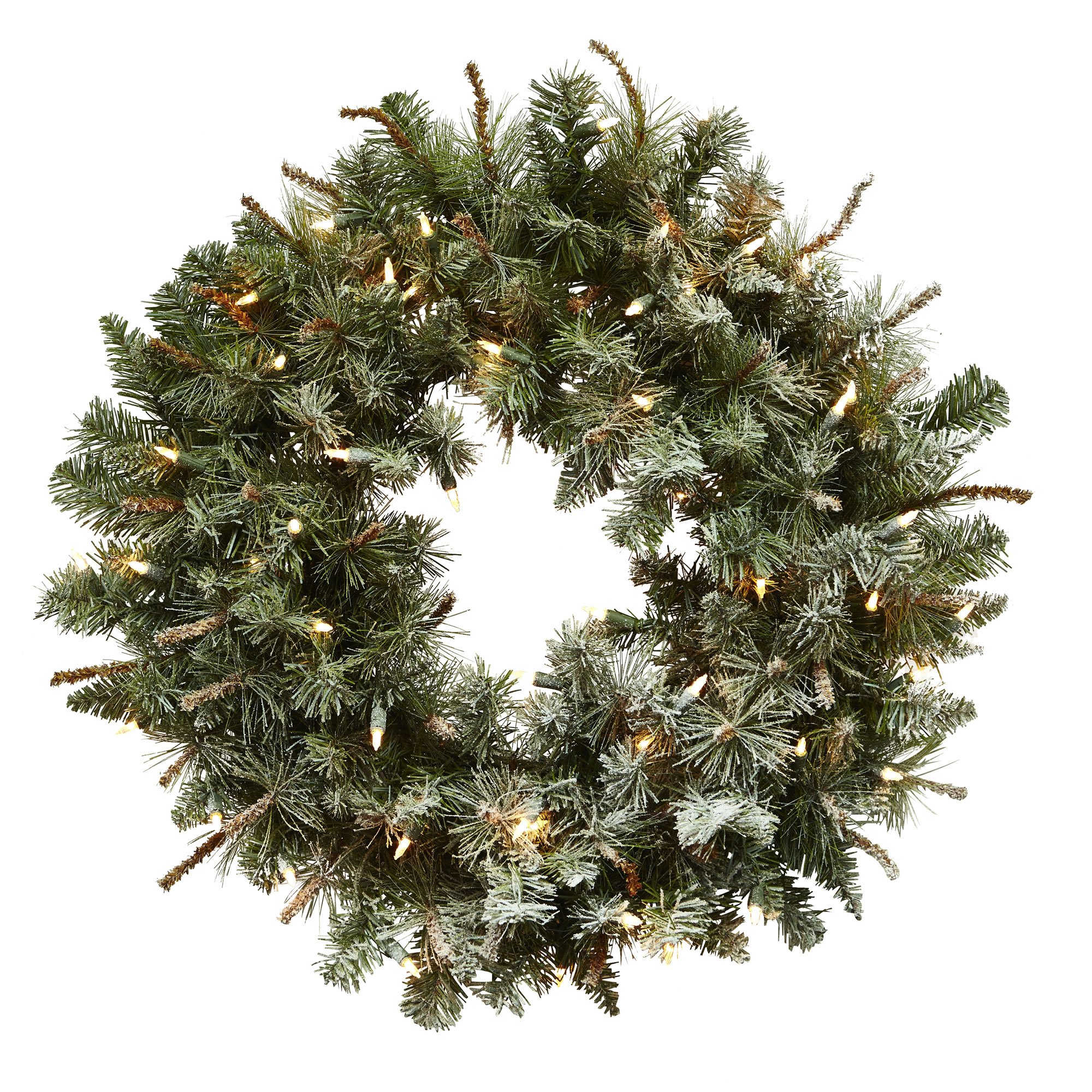 Fast 76,2 cm erleuchtet Frosted Kiefer Natur Kranz