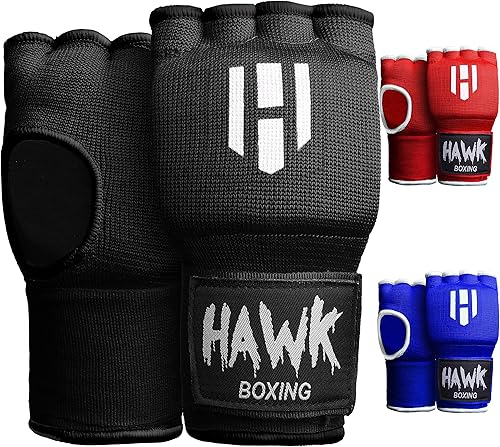 Miniatura 1 de Guantes Hawk con interior acolchado de gel elástico para entrenamiento de boxeo kickboxing muay thai artes marciales mixtas vendajes puños nudillos