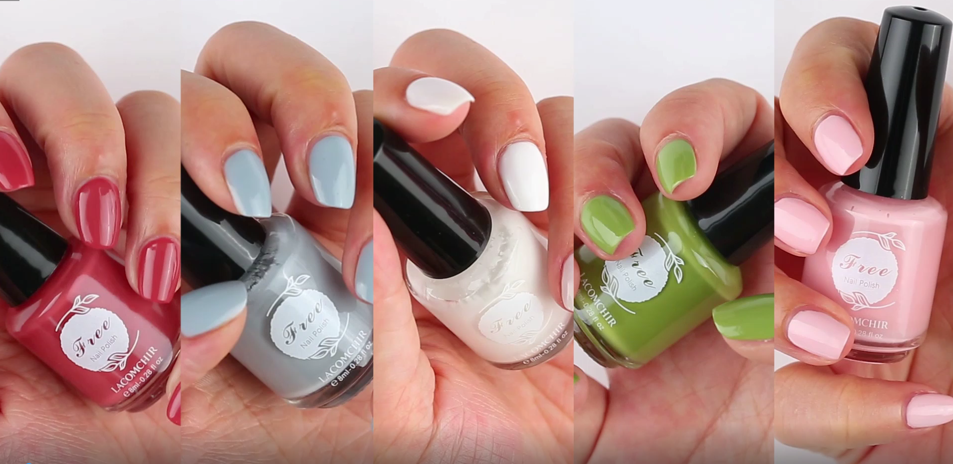 Lacomchir Schnelltrocknender Atmungsaktiv Nagellack 8mlx 6Pcs 5 Farben Matt& 2 in 1 Base & Top Coat Apfelgrün Silber… – Bild 7