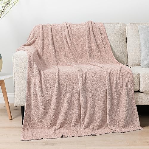 Vista 93 de PAVILIA Manta de punto súper suave para sofá, esponjosa, acogedora, ligera, de punto grande y cálida para sofá y cama, color azul pizarra, 60 x 80