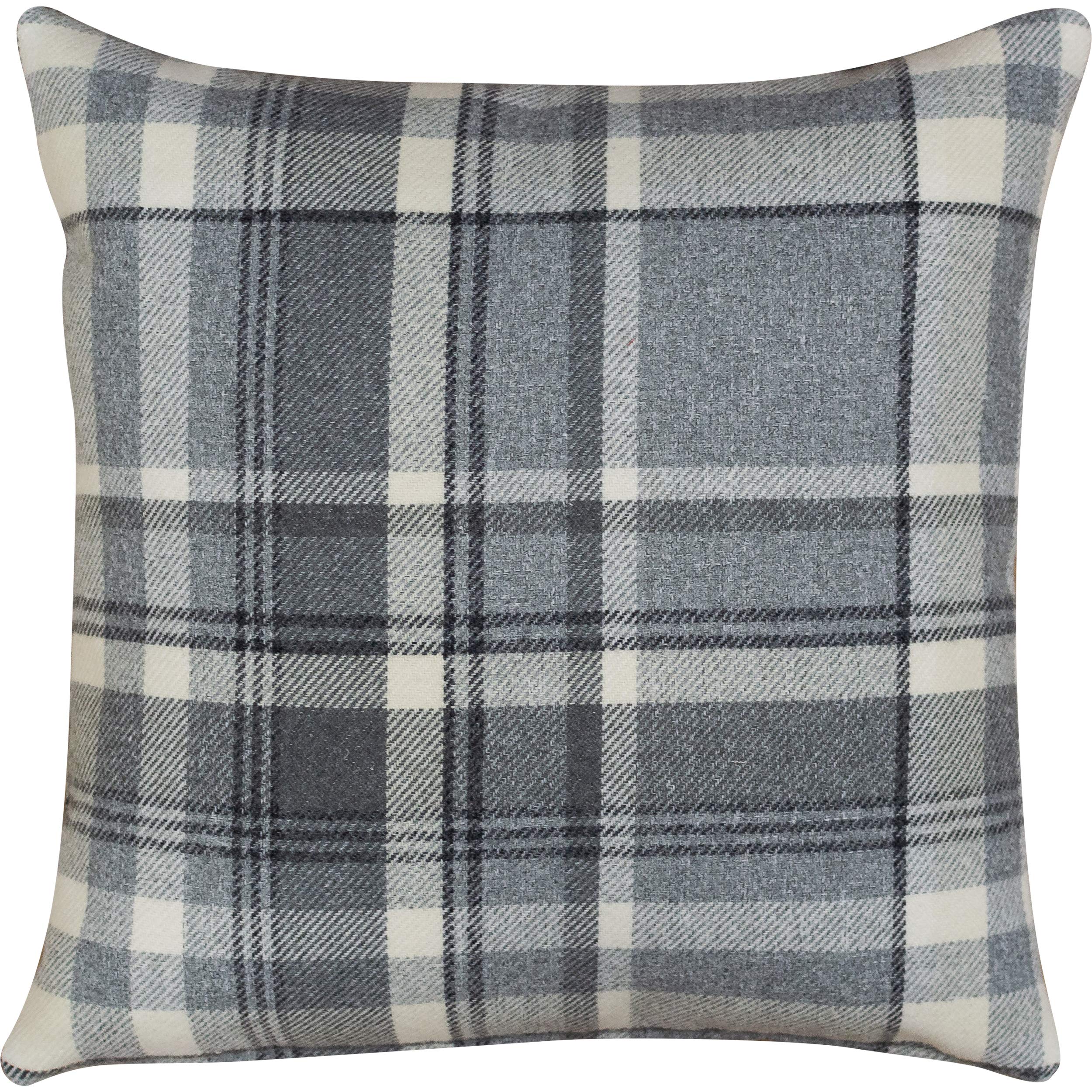 Linen Loft Slate Grey Cosy Checked Cushion Cover In Double Sided. 17" (43Cm) Square. Balmoral Style Highland Tartan Check Pillow Case.
