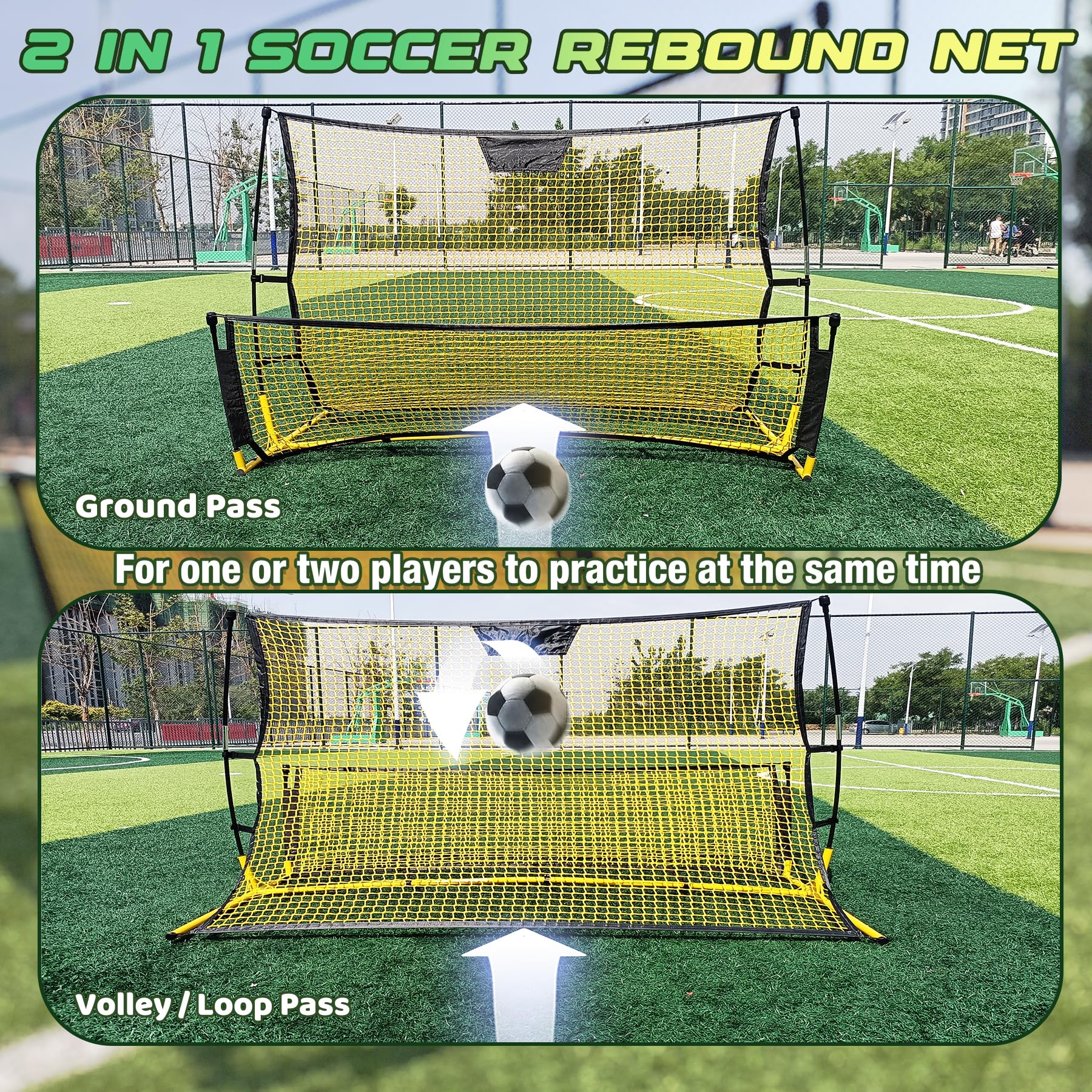 Rebounder da Calcio, Allenatore di Calcio Portatile, Rete da Rimbalzo per Volley, passaggi e Allenamento in solitaria