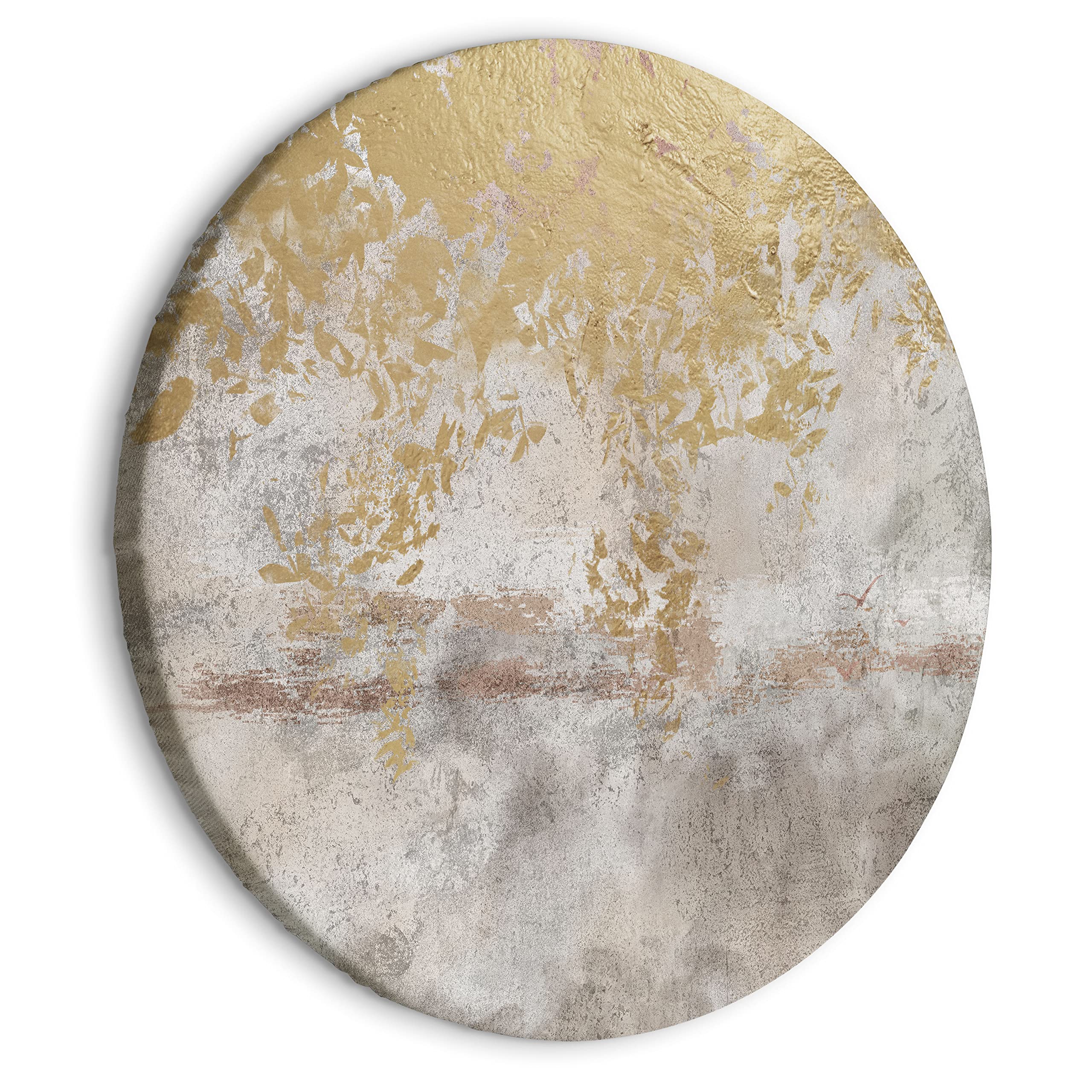 murando - runde Bilder Abstrakt 80x80 cm Leinwandbild 1 tlg Kunstdruck modern Wandbilder XXL Wanddekoration Design Wand Bild Betonoptik Natur Bäume Vögel wie gemalt a-A-10287-bc-a