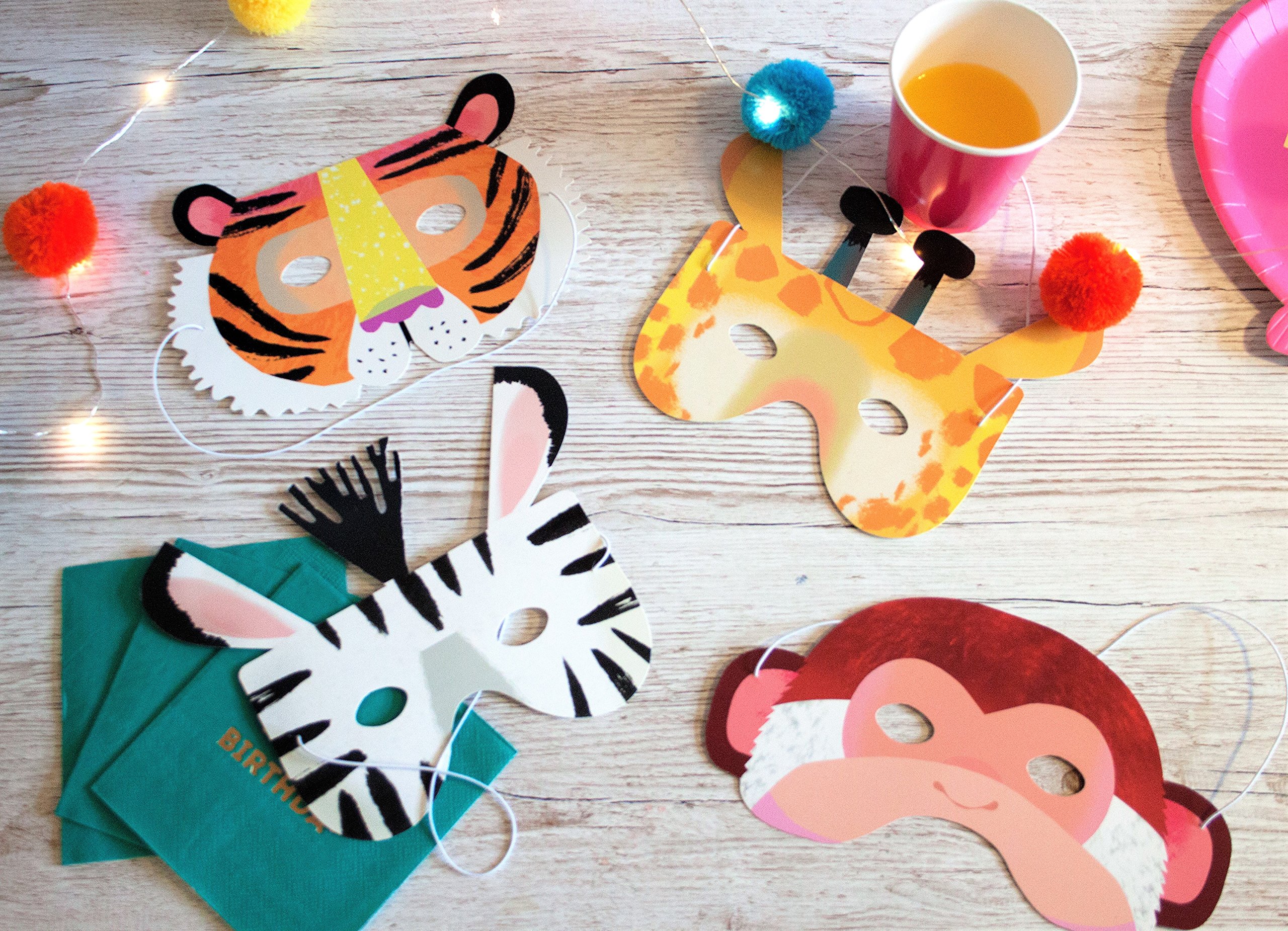 Talking Tables Jungle Theme Party Supplies Safari Zoo Masks | Great For Birthday Party | Paper, 8 Pack